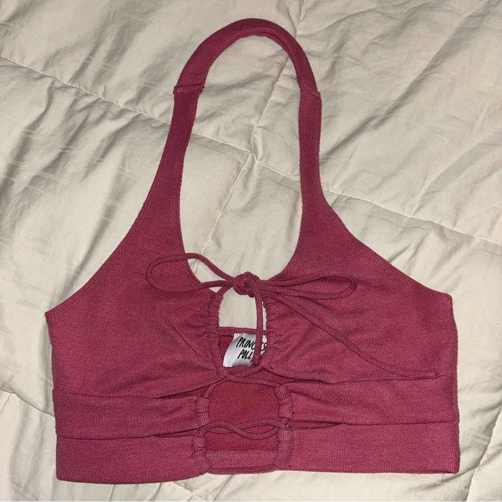 Princess Polly Pink Halter Cropped Top